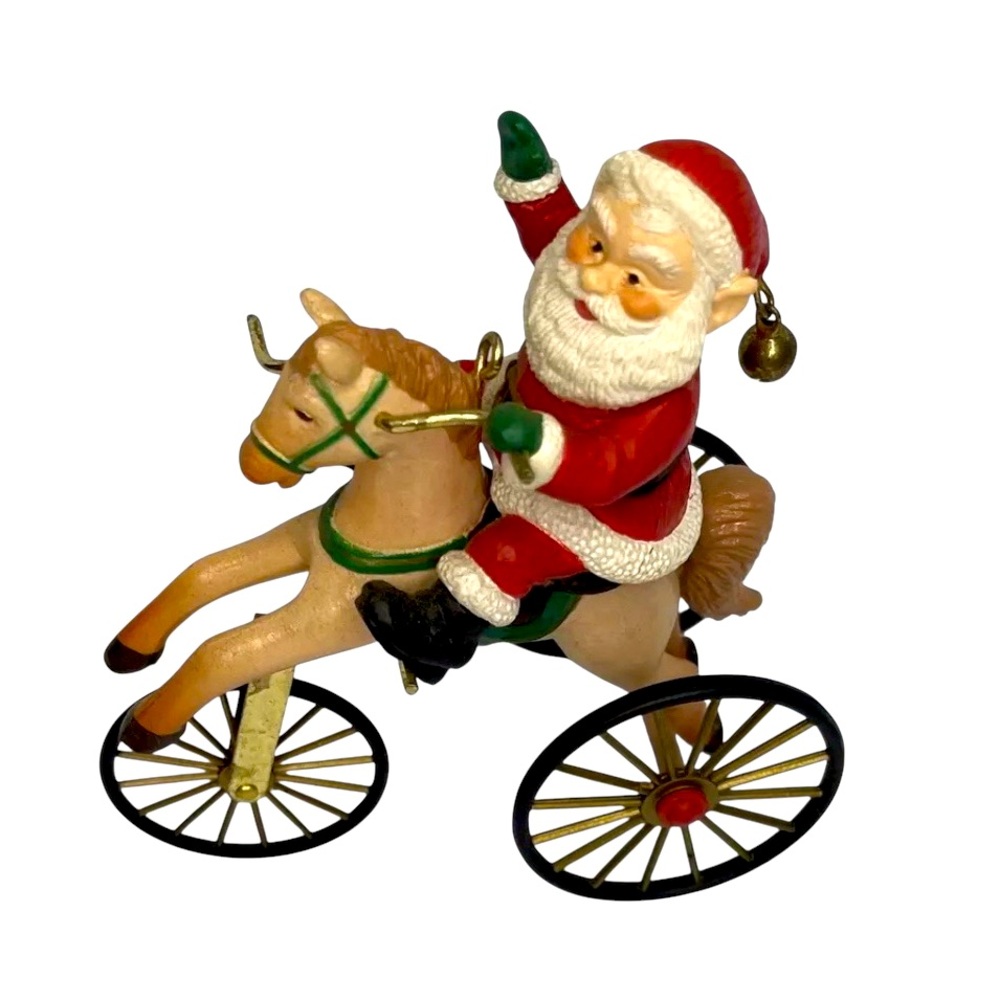 Vintage 1988 Hallmark THE WONDERFUL SANTACYCLE Santa Horse Cycle Ornament w/Box